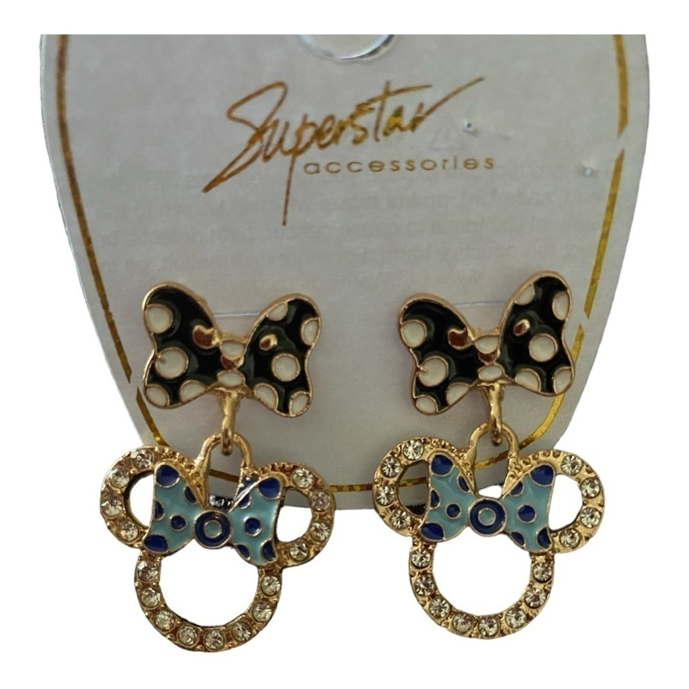 MINNIE MOUSE-GOLD COLOR SHIMMER DANGLE EARRINGS
